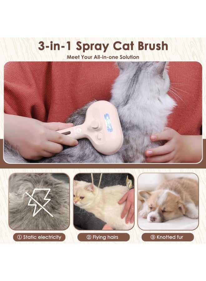Bukela Pet Hair Comb, Cat Hair Brush with Water, Pet Hair Removal Comb with Water Tank, Wet Cat Comb, 2 in 1 Cleaning Brush Cat,Cat Brush with Release Button,Pet Hair Cleaner Brush for Cats (Pink) - Image 2